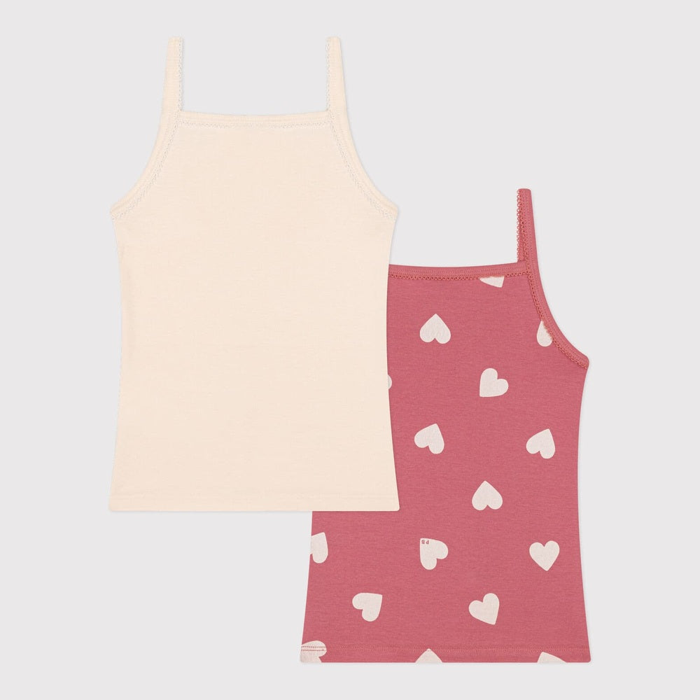 Petit Bateau Set Van 2 Onderhemdjes Met Spaghettibandjes - Hartjes