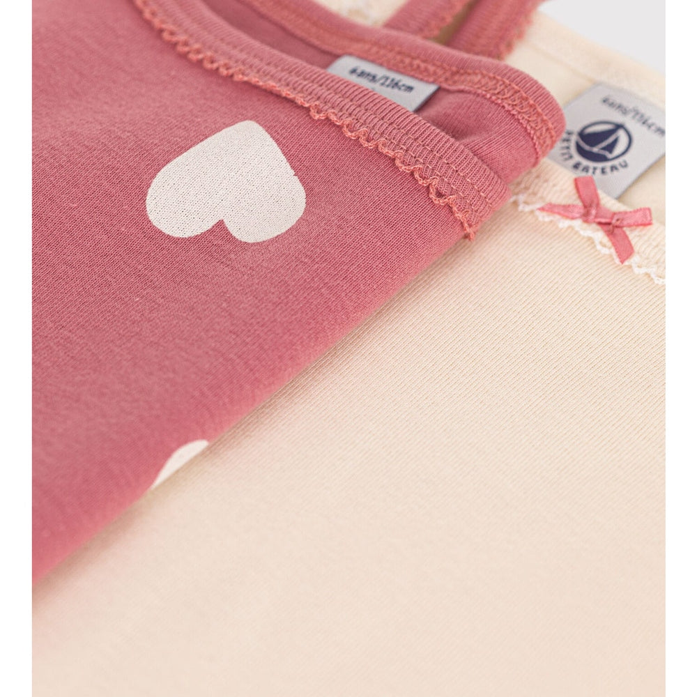 Petit Bateau Set Van 2 Onderhemdjes Met Spaghettibandjes - Hartjes