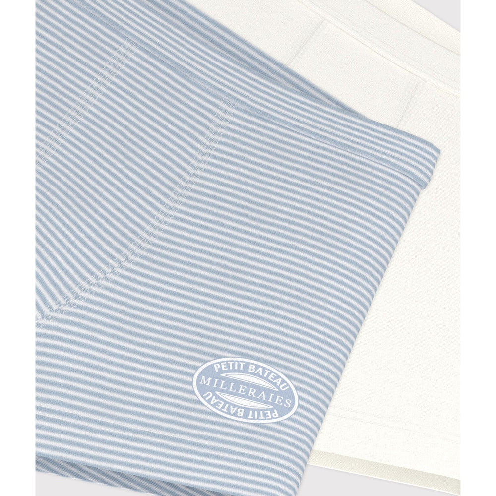 Petit Bateau Set Van 2 Boxershorts Voor Jongens - Wit/Lichtblauw gestreept En Wit