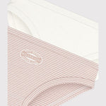 Petit Bateau Set Van 2 Onderbroekjes Voor Meisjes Wit-Roos Gestreept En Wit