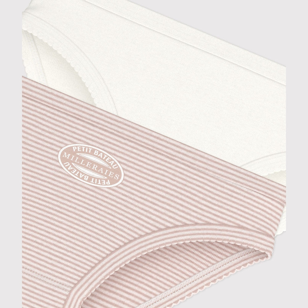 Petit Bateau Set Van 2 Onderbroekjes Voor Meisjes Wit-Roos Gestreept En Wit