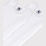 Petit Bateau Set Van 2 Witte Onderhemdjes Zonder Mouwen Voor Jongens