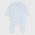 Petit Bateau Fluwelen Baby Pyjama Met Kraag en Sterretjes - Blauw