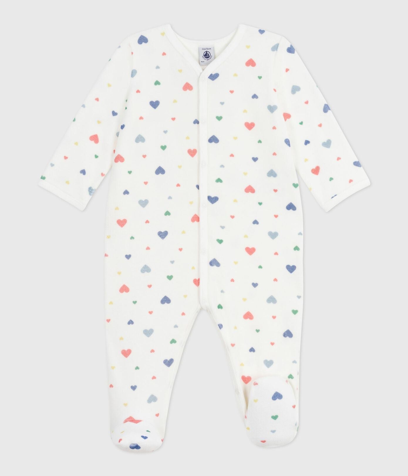 Petit Bateau Fluwelen Babypyjama Met Hartjesprint