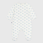 Petit Bateau Fluwelen Baby Pyjama Met Kraag En Walvisprint