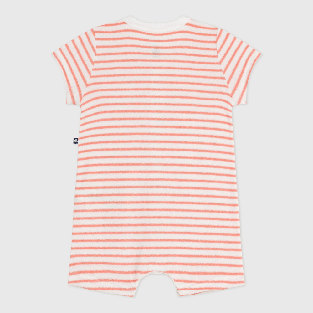 Petit Bateau Kort Gestreept Babypakje Van Katoenen Badstof - Marshmallow/Apricot