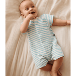 Petit Bateau Kort Gestreept Babypakje Van Katoenen Badstof - Marshmallow/Aquatic