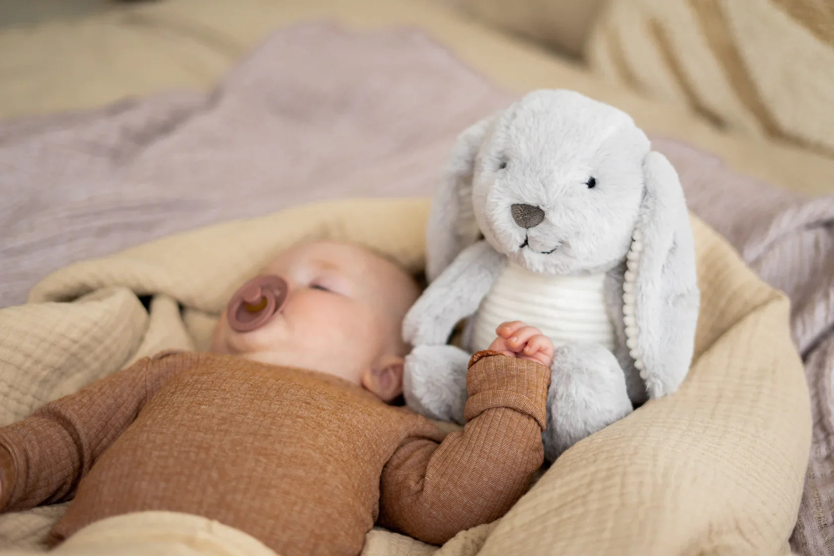 Flow Amsterdam Hartslag Comforter Milo - Konijn Grijs