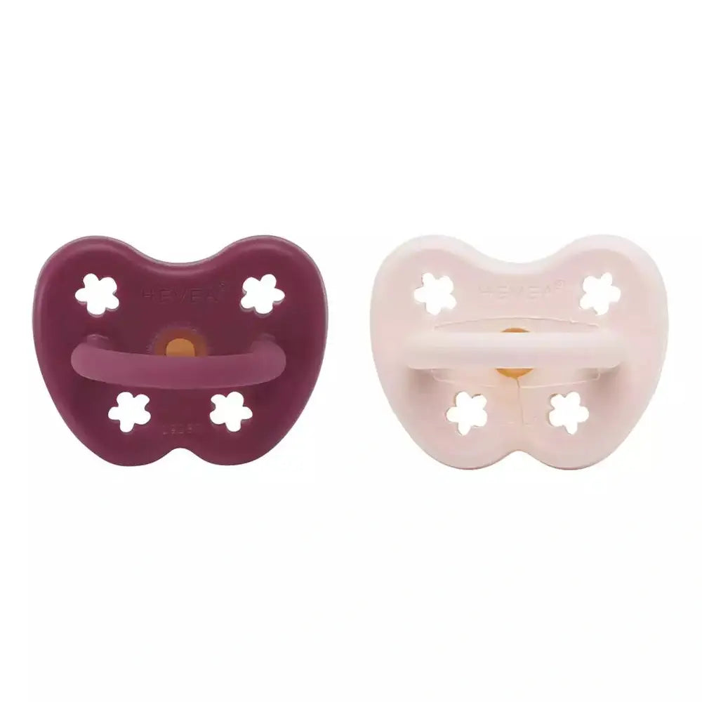 2-pack Hevea Fopspenen Orthodontisch 3-36 M - Powder Pink/Rosewood