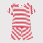Petit Bateau Korte Katoenen Kinderpyjama Met Rode Streepjes