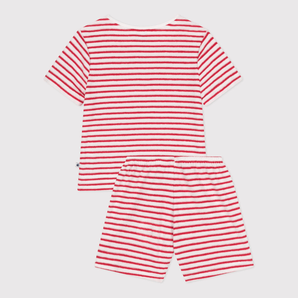 Petit Bateau Korte Katoenen Kinderpyjama Met Rode Streepjes