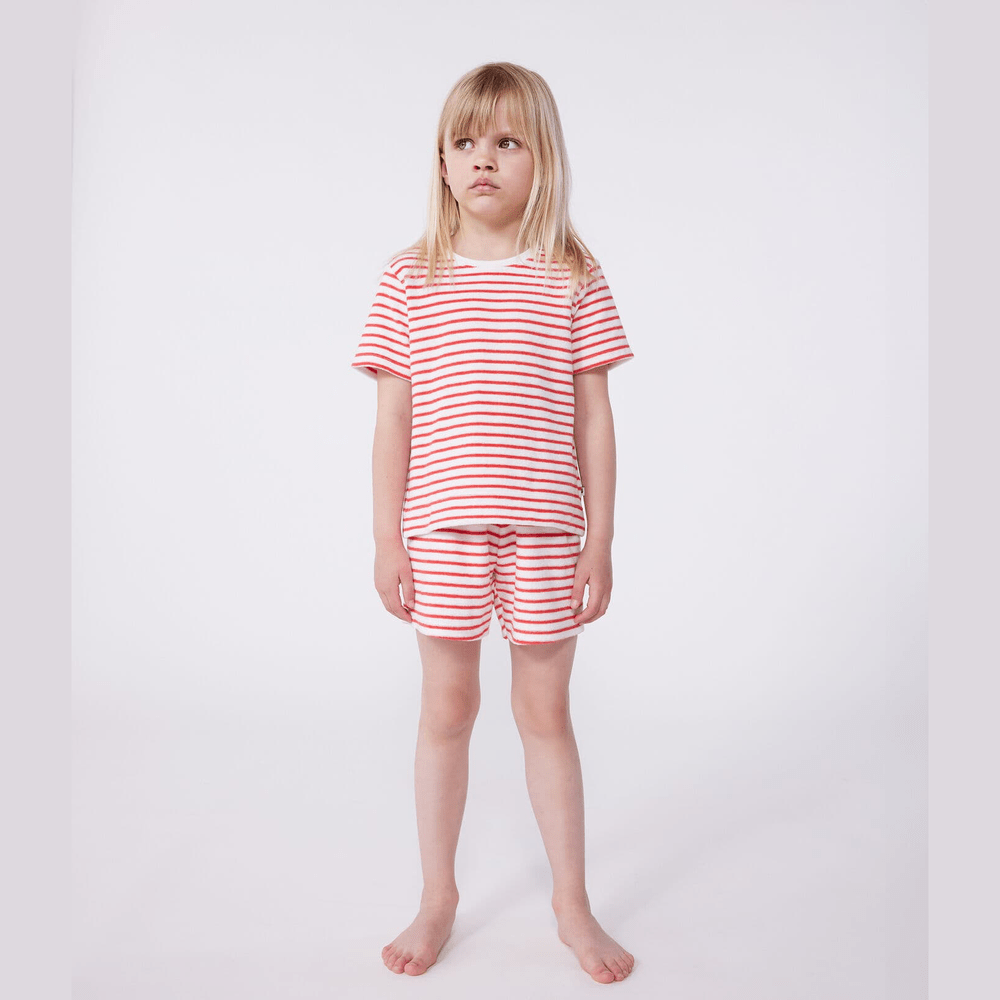 Petit Bateau Korte Katoenen Kinderpyjama Met Rode Streepjes