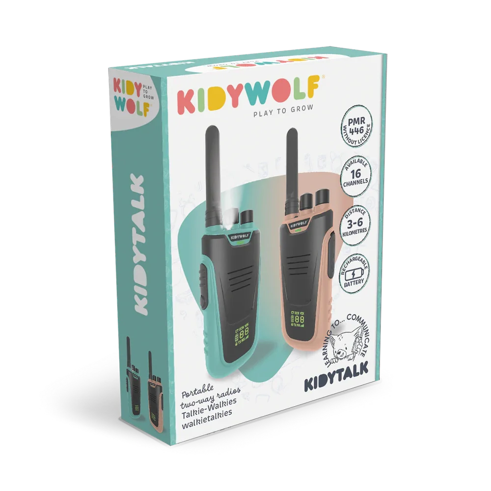 Kidywolf Kidytalk Walkie Talkies - Nude / Cyan