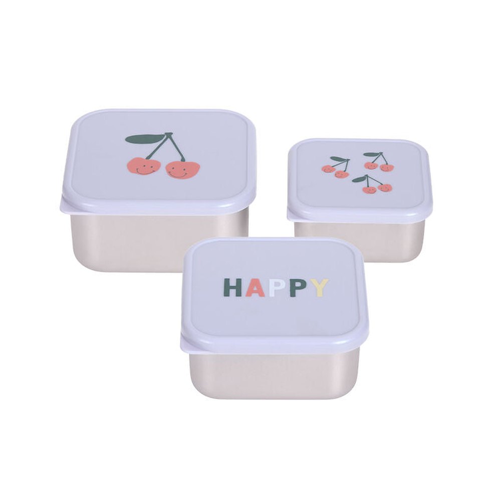 Lässig Roestvrije Snackbox 3 Delige Set - Happy Fruits Cherry