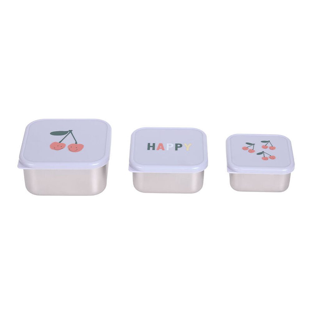 Lässig Roestvrije Snackbox 3 Delige Set - Happy Fruits Cherry