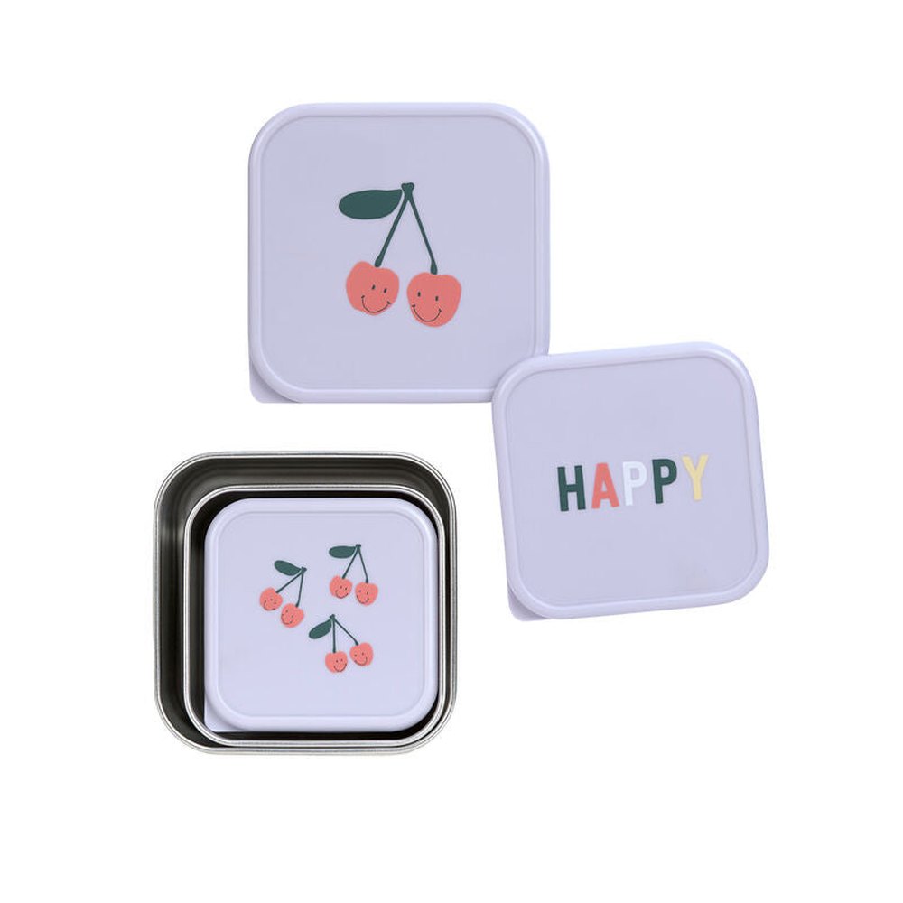 Lässig Roestvrije Snackbox 3 Delige Set - Happy Fruits Cherry