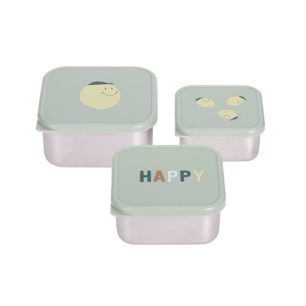 Lässig Roestvrije Snackbox 3 Delige Set - Happy Fruits Lemon
