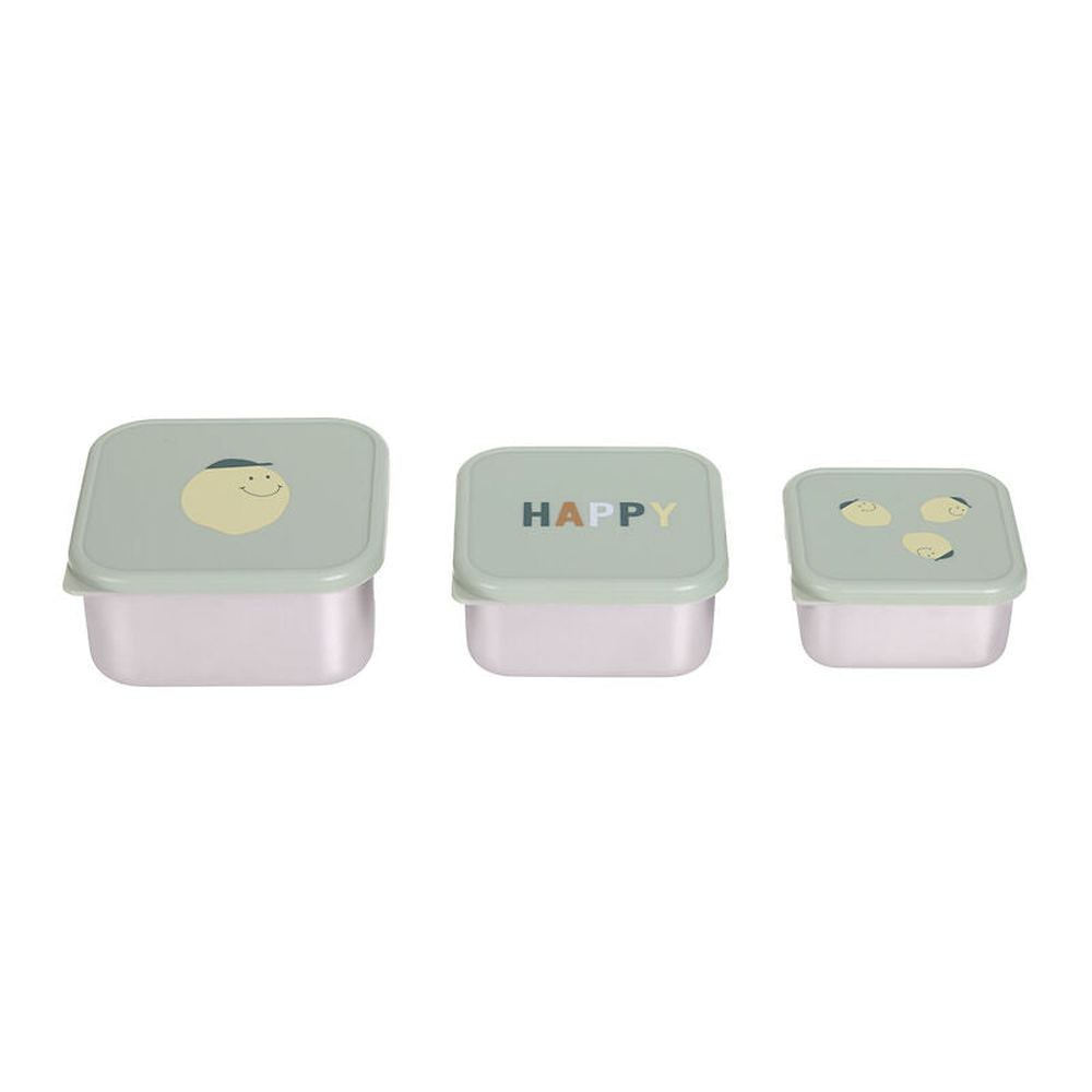 Lässig Roestvrije Snackbox 3 Delige Set - Happy Fruits Lemon