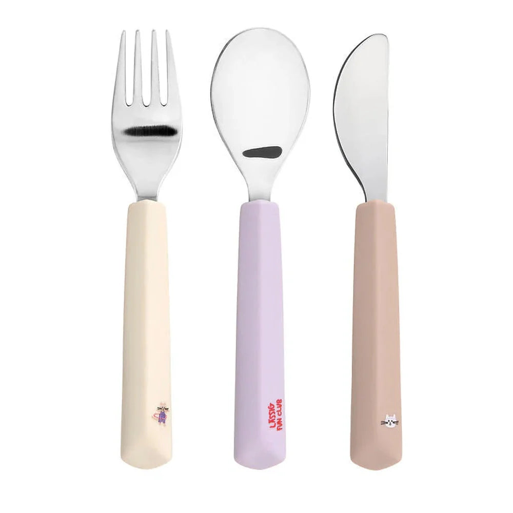 Lässig Kinderbestek Met Siliconen Grip - Tiny Team Cat