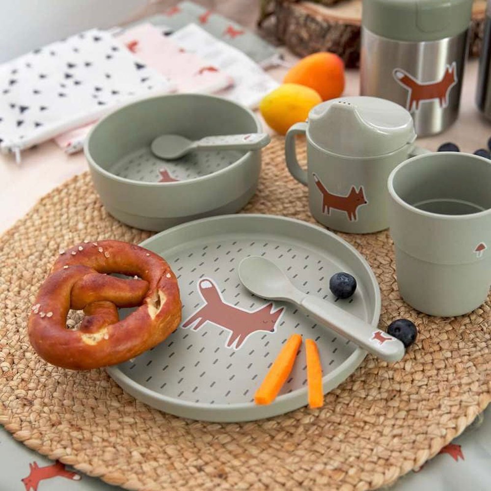 KINDERSERVIES SET BORD-KOM-BEKER-LEPEL - LITTLE FOREST VOS