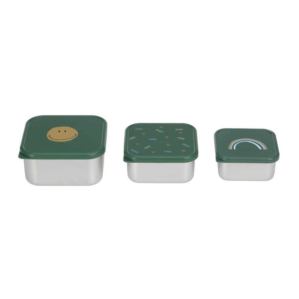 Roestvrije Snackbox 3 Delige Set - Smile green