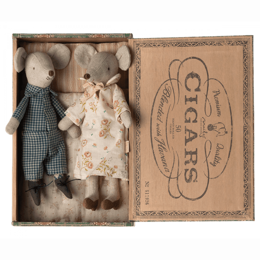 Maileg Grandma And Grandpa Mice In Cigarbox