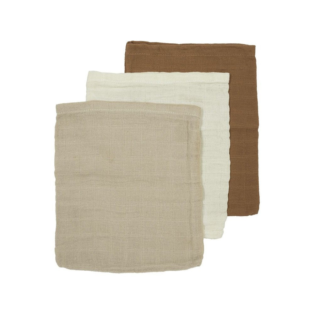 3 HYDROFIELE WASHANDJES - OFFWHITE/SAND/TOFFEE