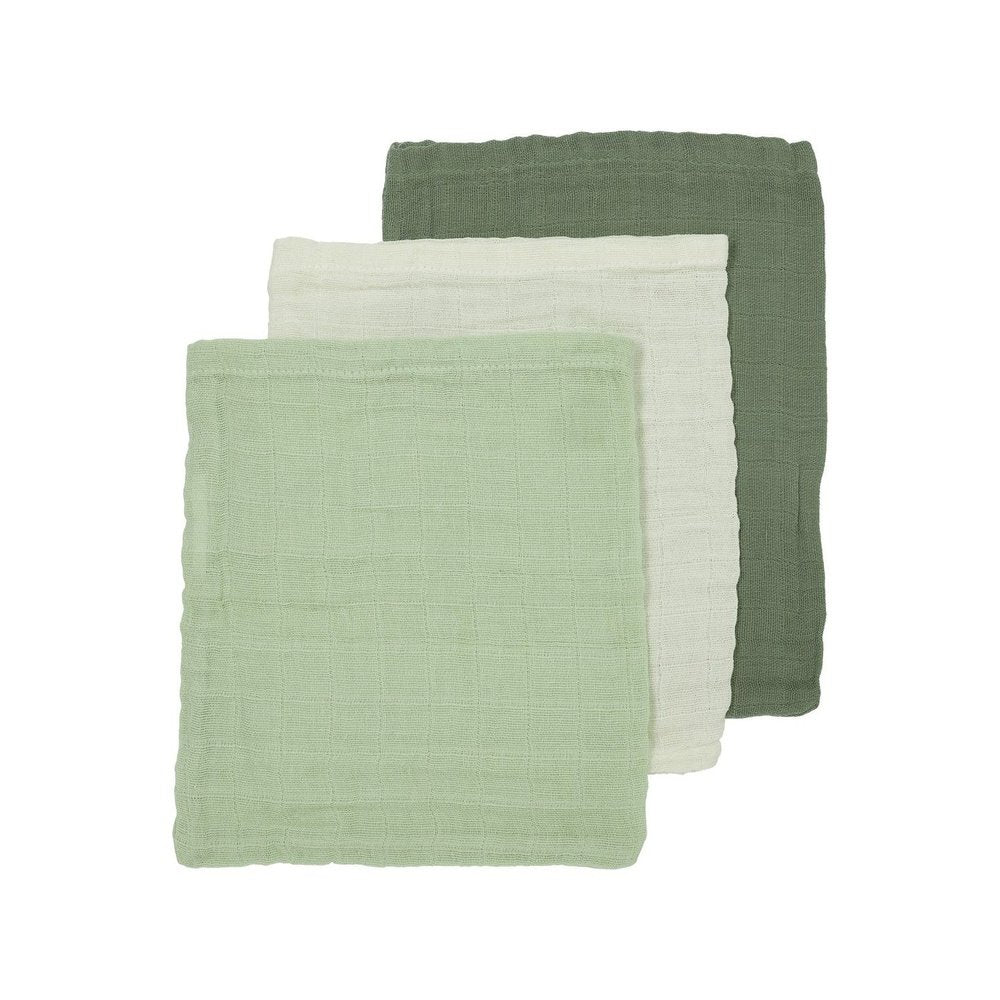 3 HYDROFIELE WASHANDJES - OFFWHITE/SOFT GREEN/FOREST GREEN