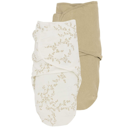 Swaddle/inbakerdoek 4-6 m - branches/uni sand- 2 pack