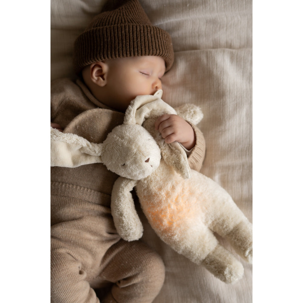 Moonie Konijn The Humming Bunny Organic 2.0 - Polar Natur | Witte Ruis Knuffel Met Lichtje