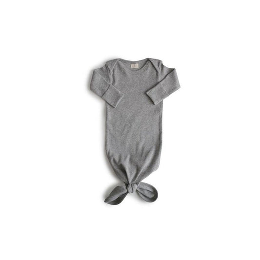 MUSHIE RIBBED KNOTTED BABY GOWN - GRAY MELANGE