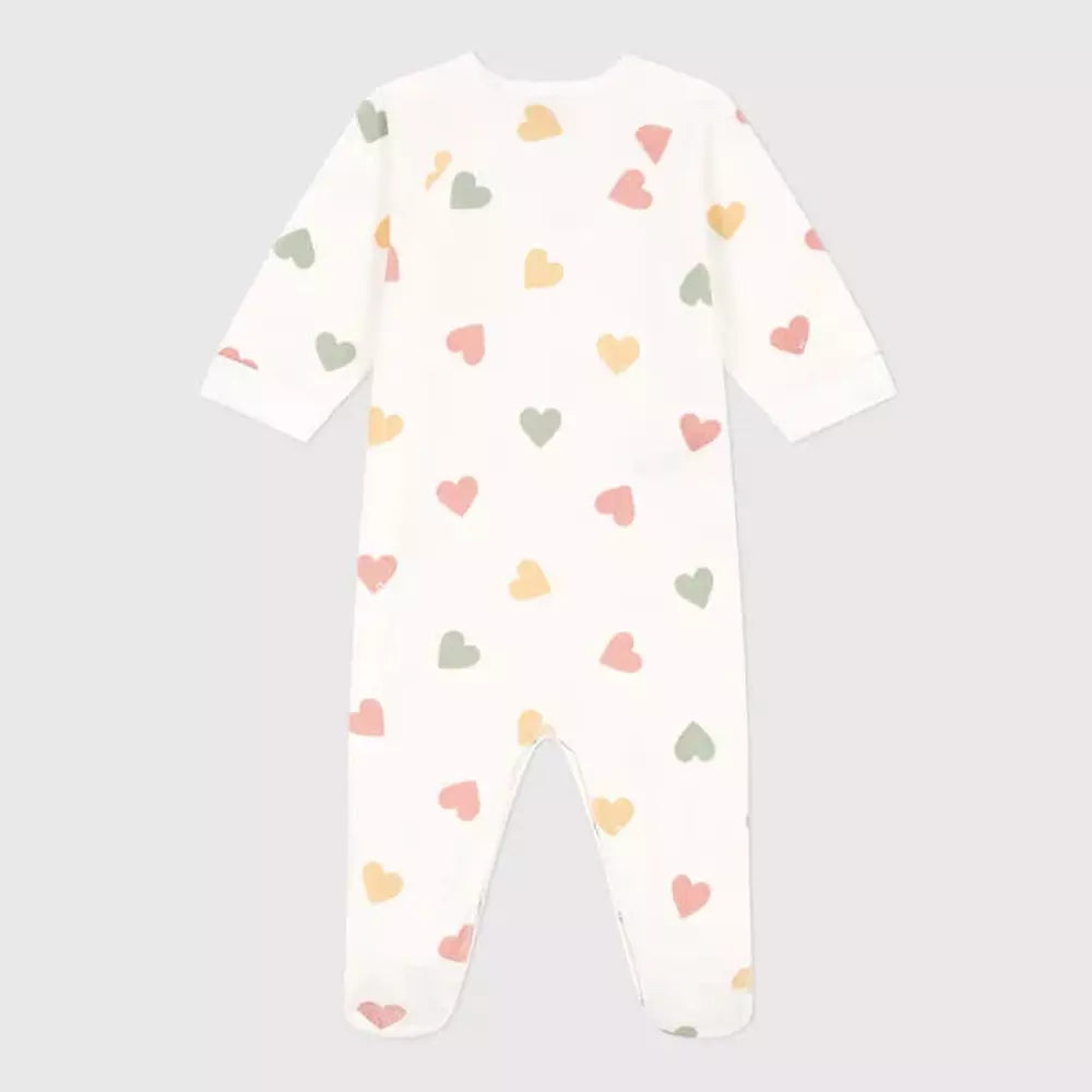 Pyjama bébé en velours imprimé coeurs multicolores 