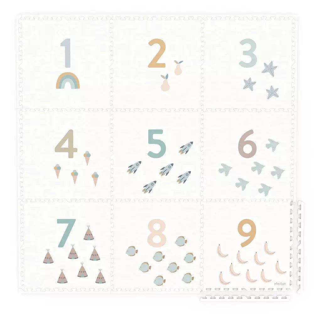 PLAY&GO SPEELTAPIJT PUZZEL - EEVAA 2IN1 PUZZELMAT/OPBERGBOX - NUMBERS/DOTS