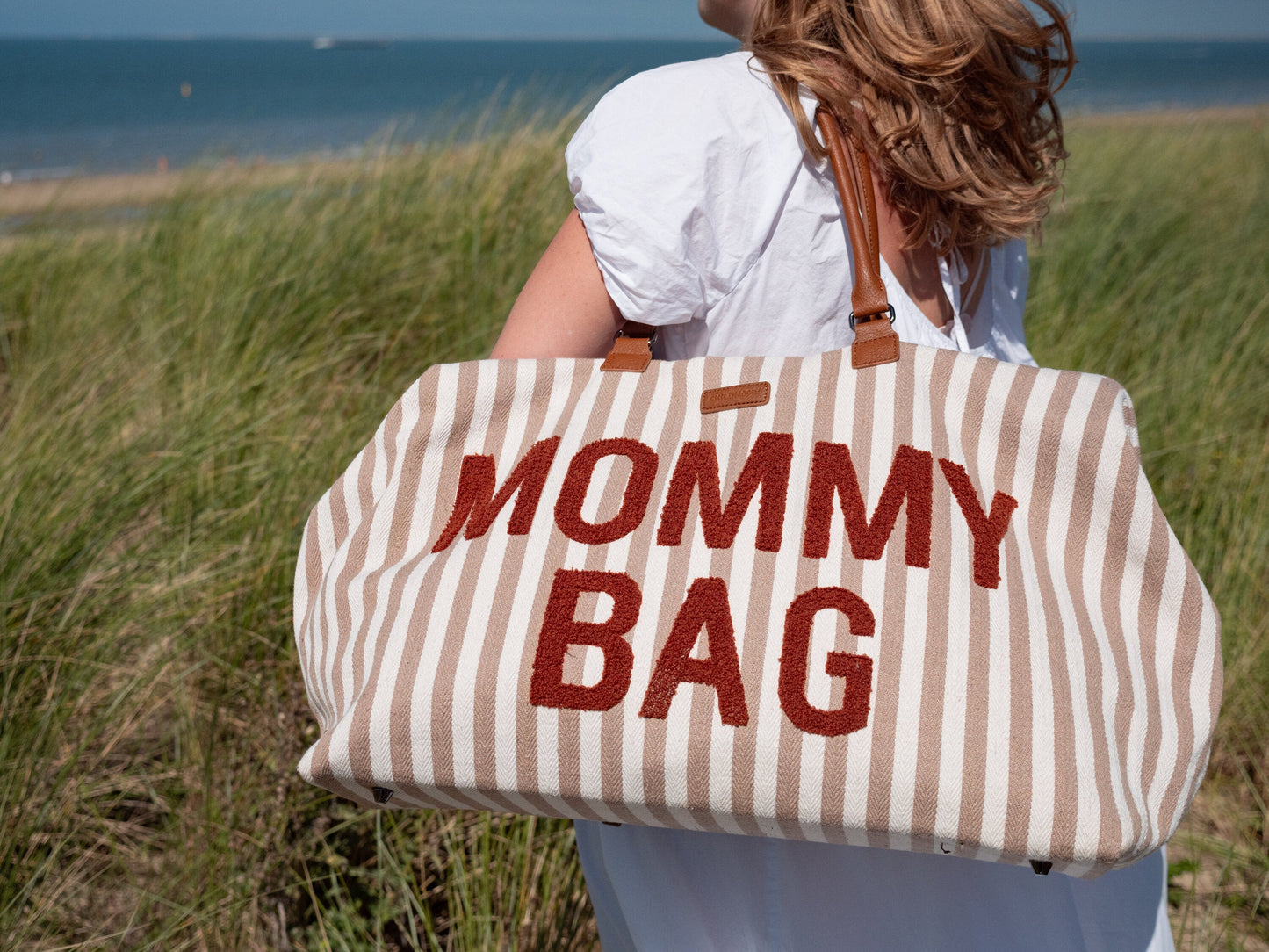 Mommy Bag Verzorgingstas/Luiertas - Strepen Nude