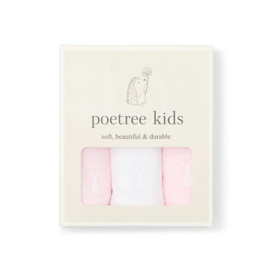 Poetree Kids 3 Hydrofiele Doeken 60x60cm - Pink & White