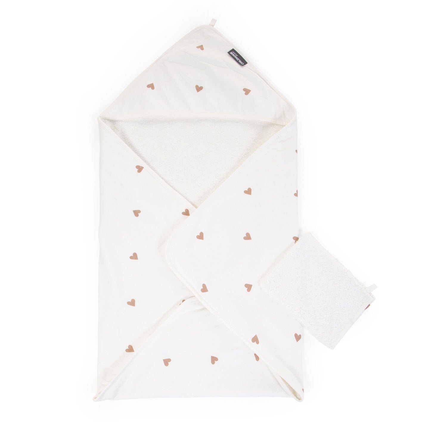 Childhome Badcape En Washandje - Jersey/Hartjes