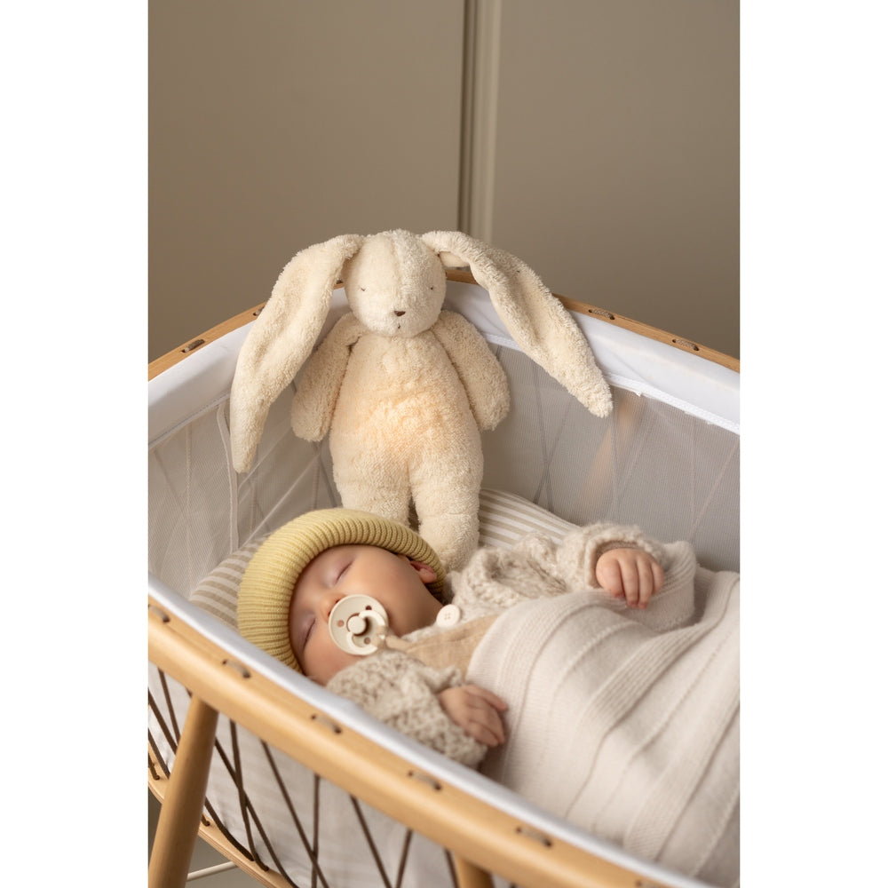 Moonie Konijn The Humming Bunny Organic 2.0 - Polar Natur | Witte Ruis Knuffel Met Lichtje