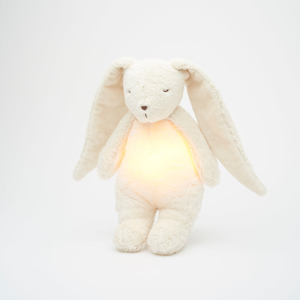 Moonie Konijn The Humming Bunny Organic 2.0 - Polar Natur | Witte Ruis Knuffel Met Lichtje