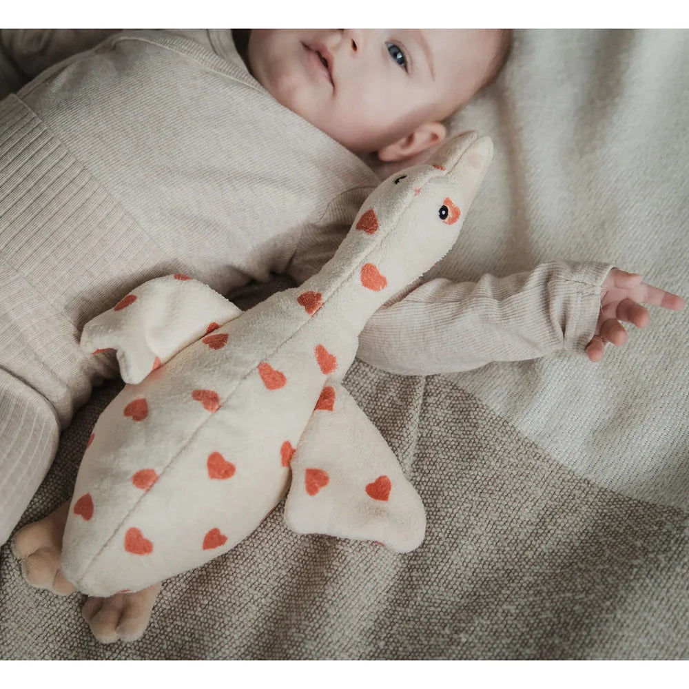 Flow Amsterdam Hartslag Comforter Liva - Eend/Beige Met Hartjes