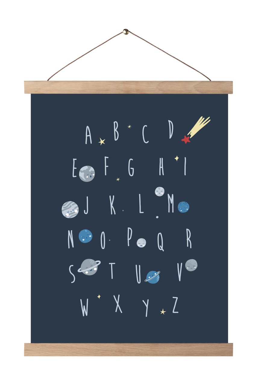 Dark Blue Cosmic Alphabet Poster