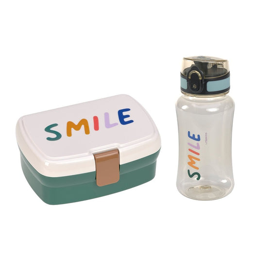 Lässig | Lunchset (Lunchbox / Brooddoos & Drinkfles) Little Gang - Smile Milky/Ocean Green